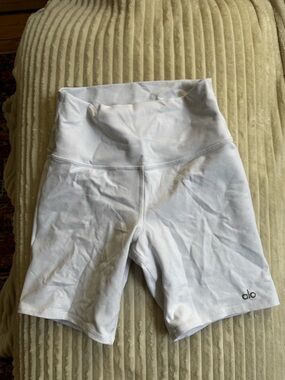 ALO Yoga White High-Rise Bike Shorts